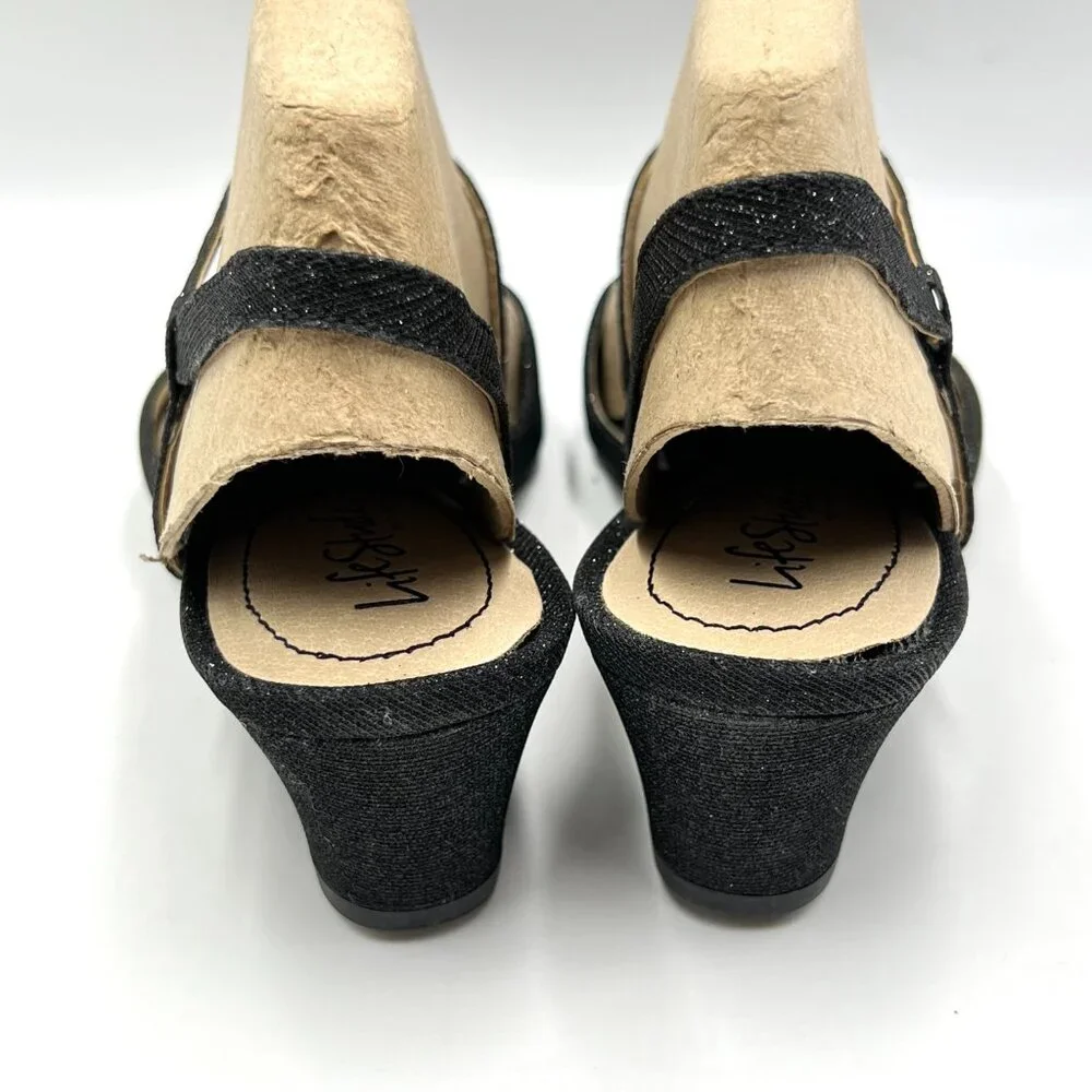 Life Stride Womens Size 9 Minimalist‎ Black Low Heel Pointed Toe Heels Shoes